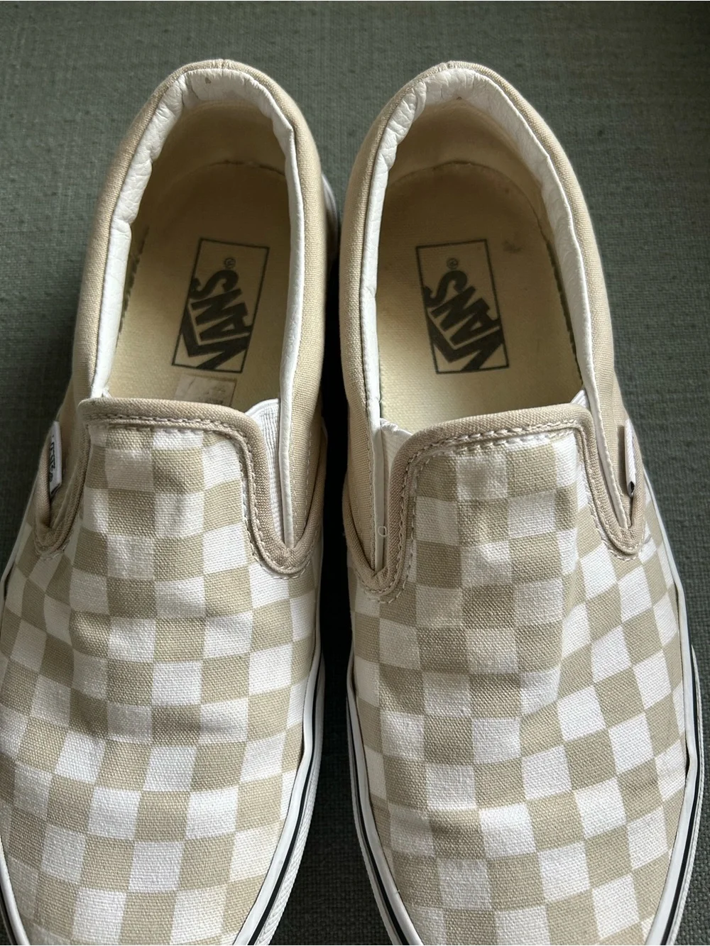Vans Checkerboard Slip-On in Beige and White - Men's - Picture 5 of 5
